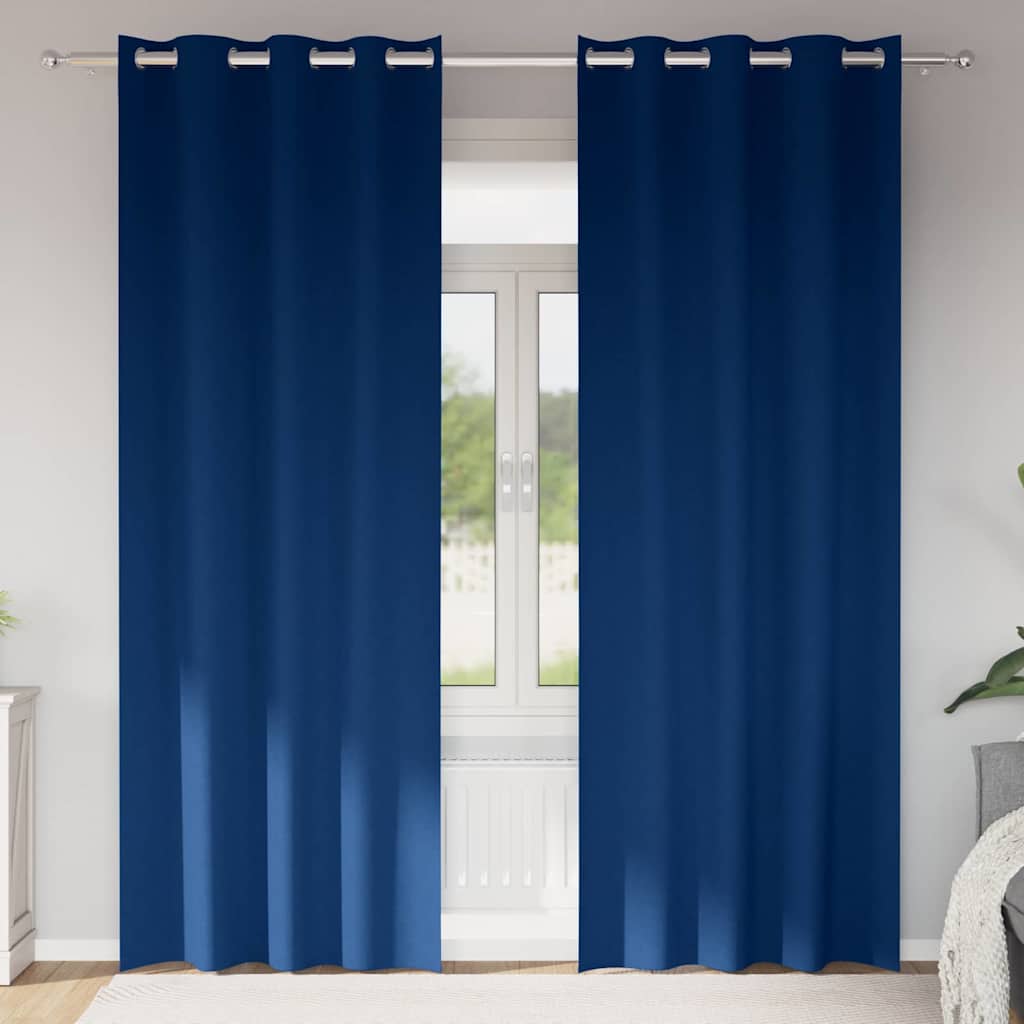 Vidaxl zwart-out gordijnen met ringen 2 pcs donkerblauw 260 x 140 cm