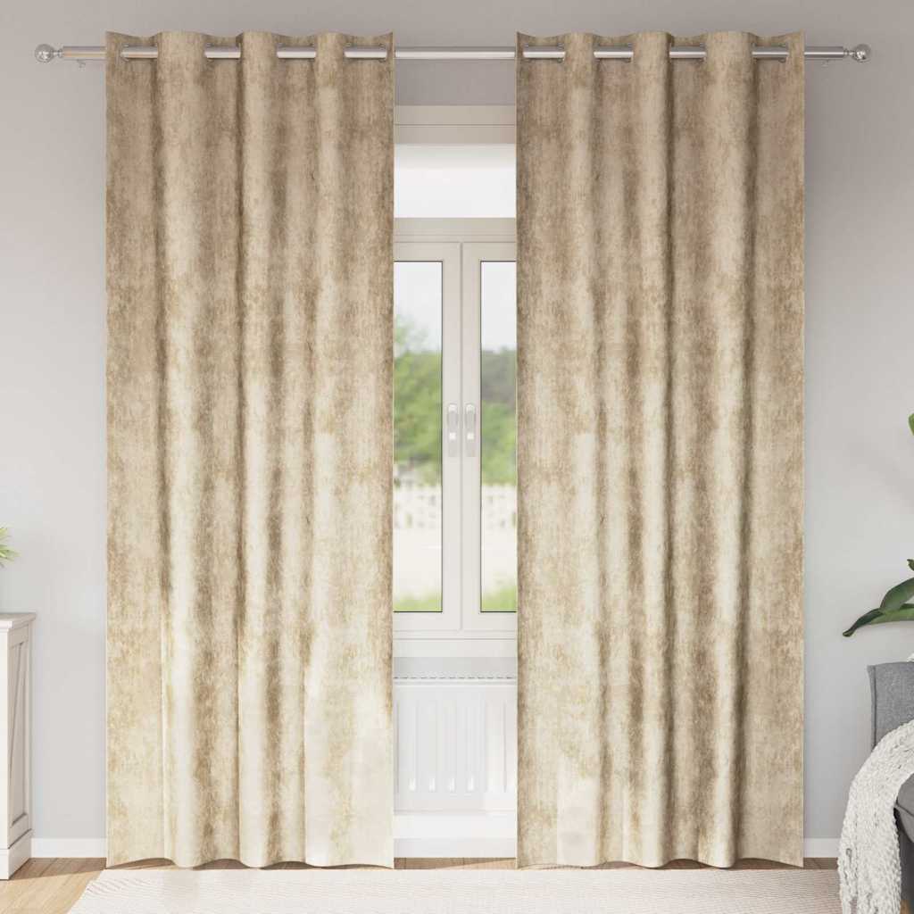 Vidaxl velvet gordijnen met gordijnen 2 pcs crème 225 x 140 cm fluweel