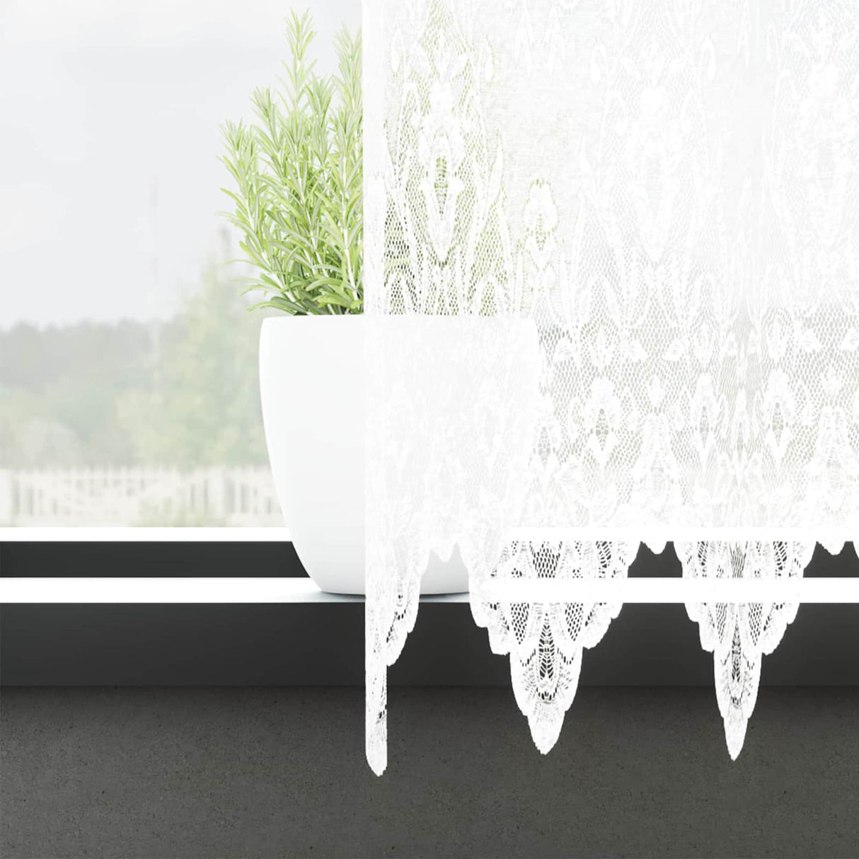 Vidaxl kantgordijn met gordijnen bloemen wit 220 x 1200 cm polyester