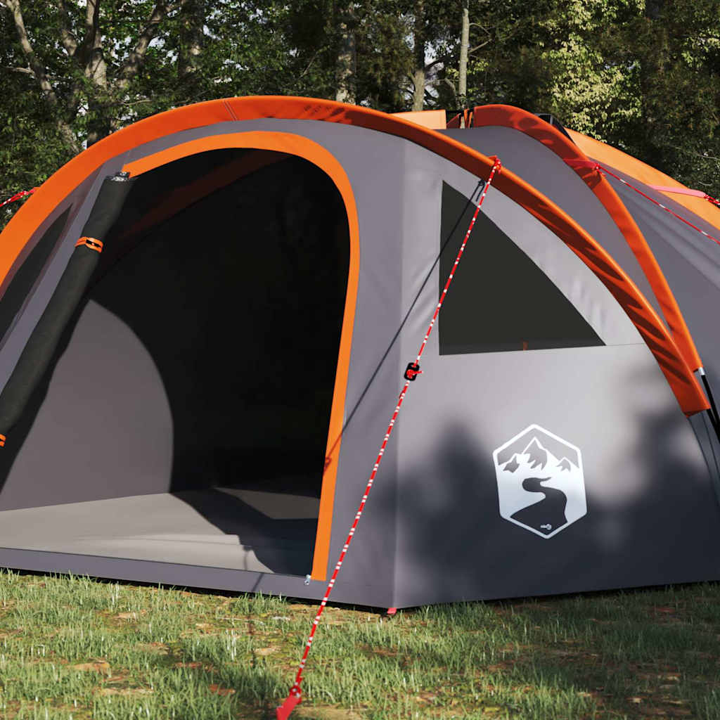 Vidaxl camping tent grijs en oranje 308 x 268 x 130 cm polyester