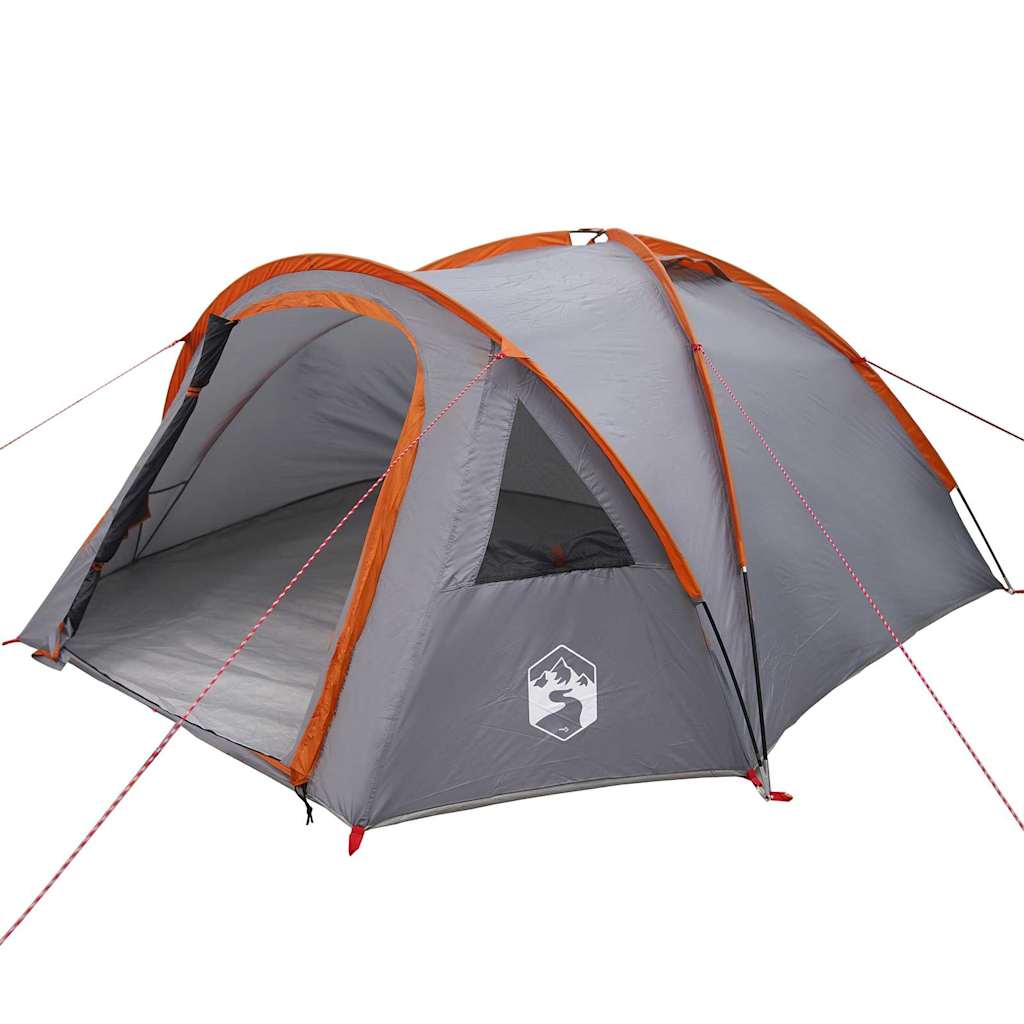 Vidaxl camping tent grijs en oranje 308 x 268 x 130 cm polyester