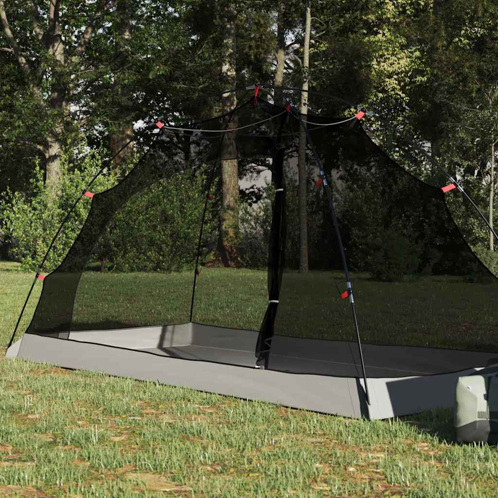 Vidaxl tent met dak met opslag grijs en zwart 236 x 150 x 136 cm