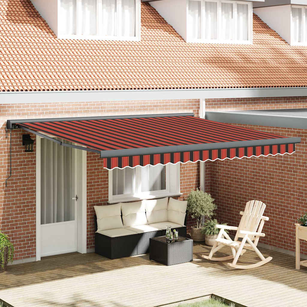 Vidaxl inklapbaar zonnescherm rood en zwart 350 x 250 cm stof