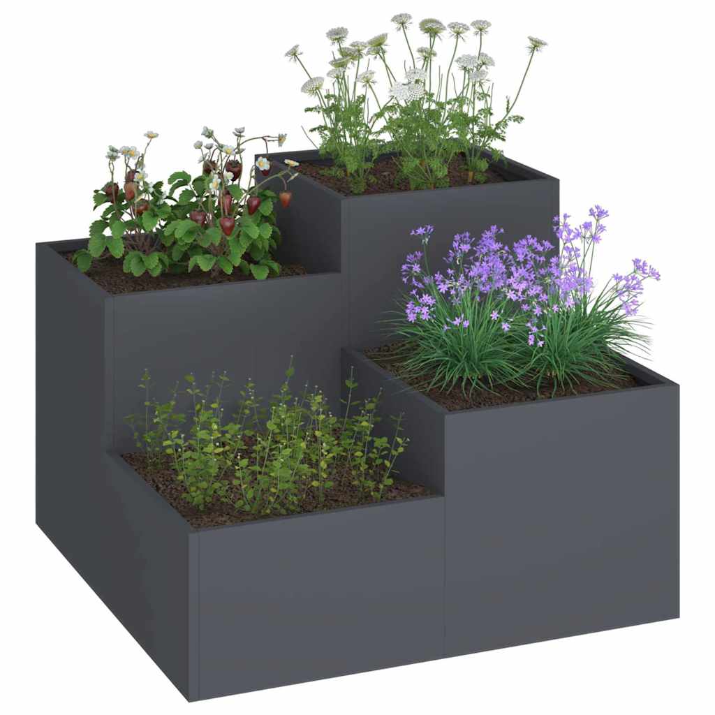 Vidaxl tuin bloempot antraciet 80 x 80 x 60 cm staal