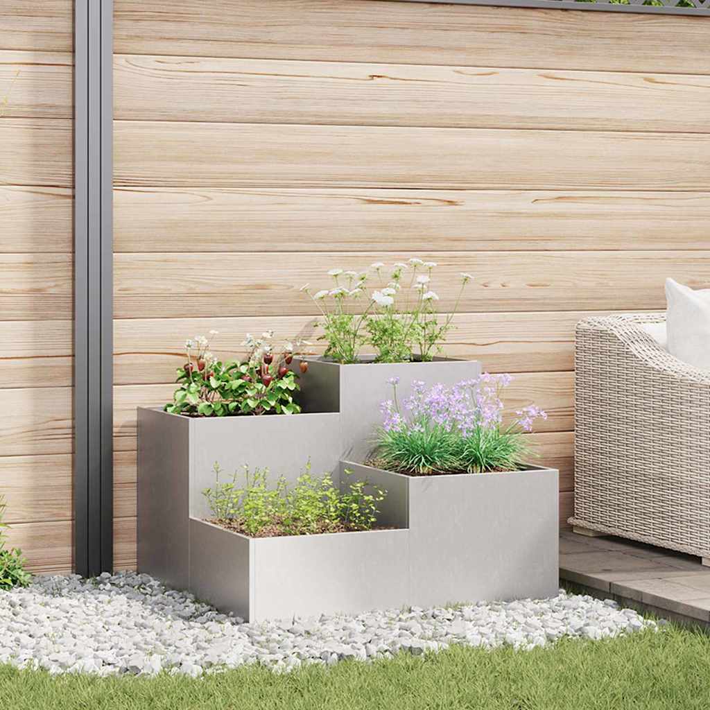 Vidaxl tuin bloempot zilver 80 x 80 x 60 cm roestvrij staal