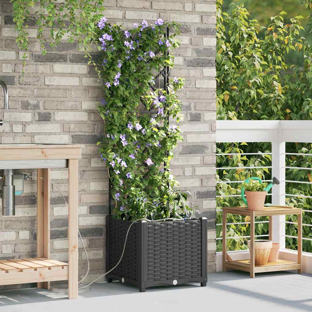Vidaxl tuin bloempot zwart 40 x 40 x 142 cm staal