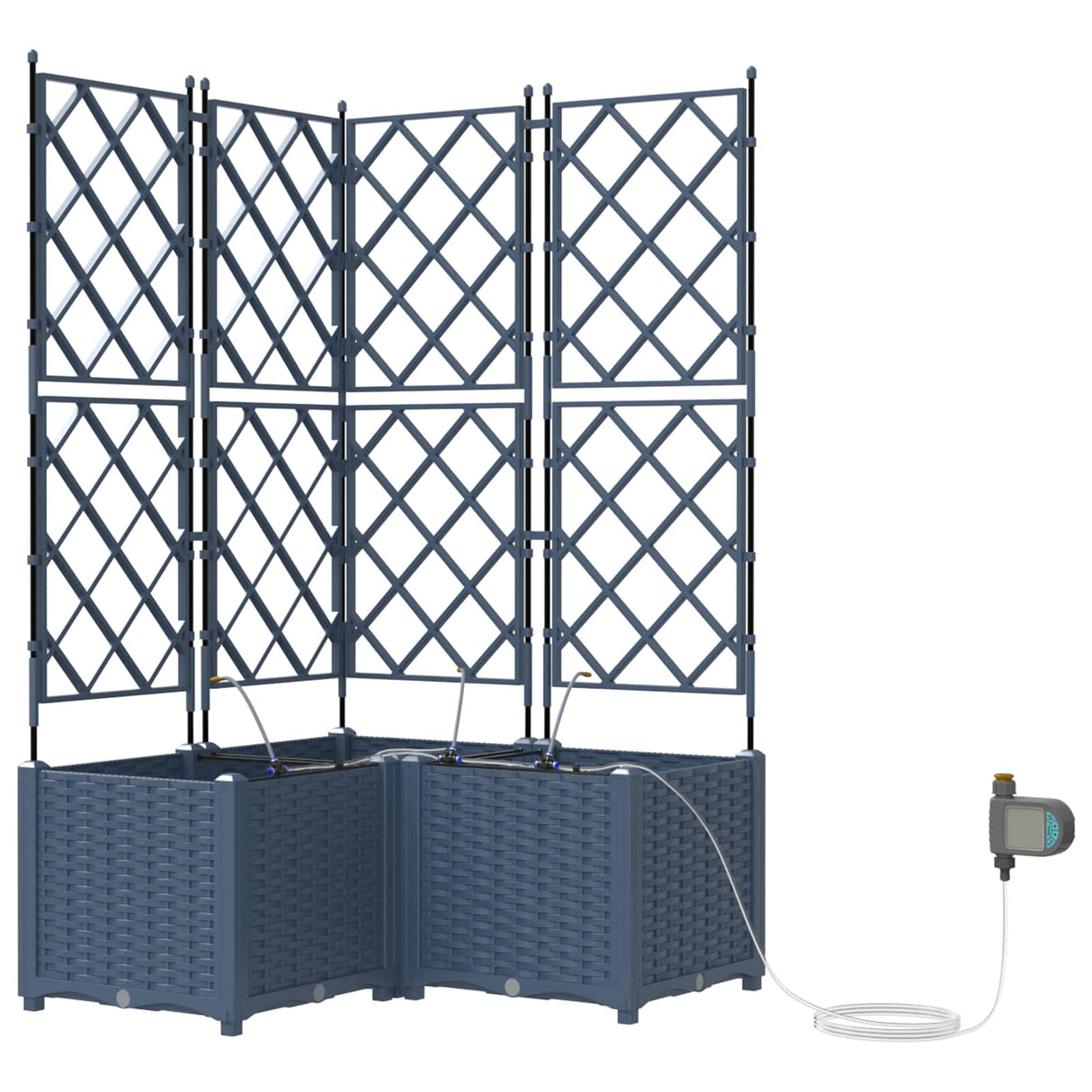 Vidaxl tuin bloempot 3 pcs grijs 120 x 120 x 142 cm staal
