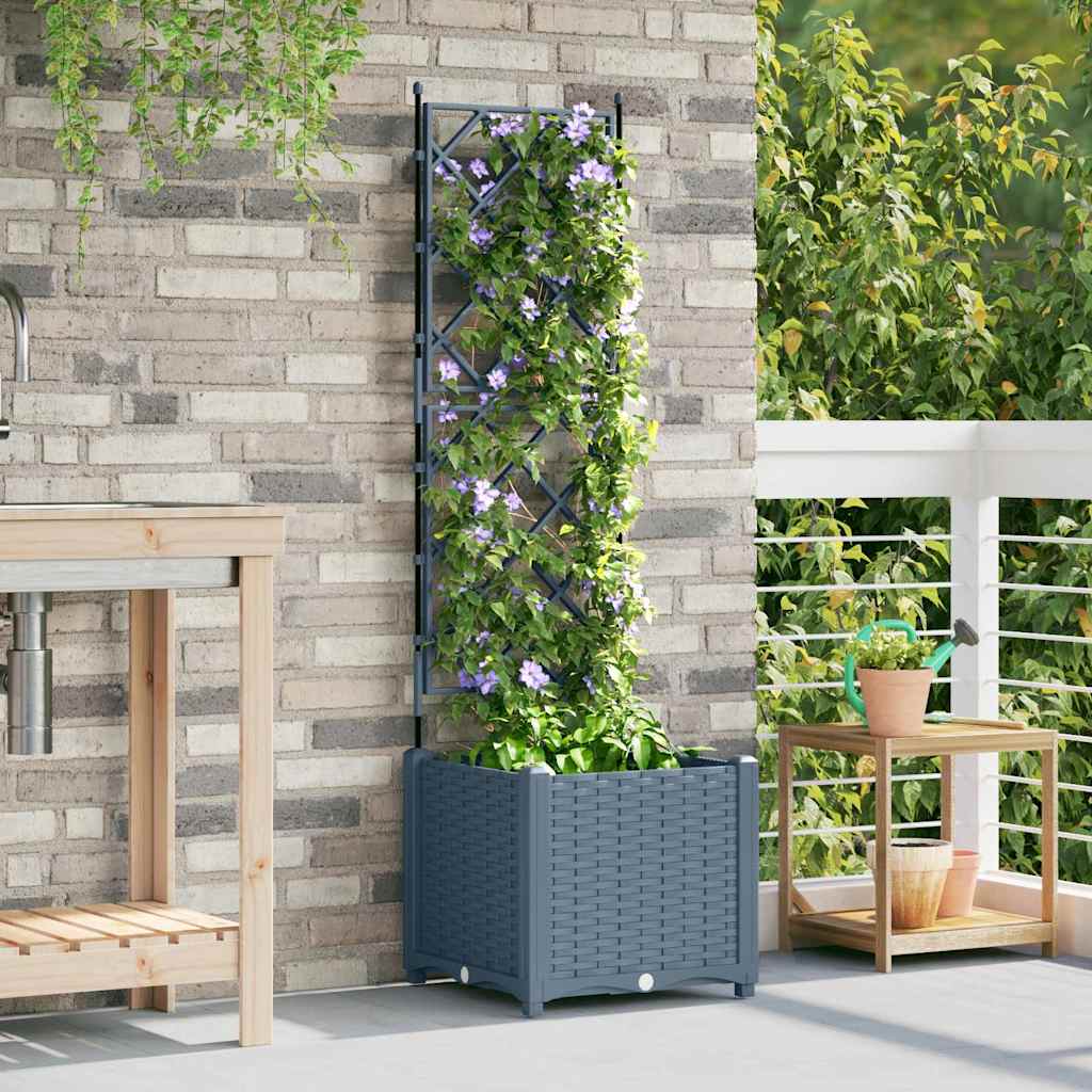 Vidaxl tuin bloempot licht grijs 40 x 40 x 143 cm staal