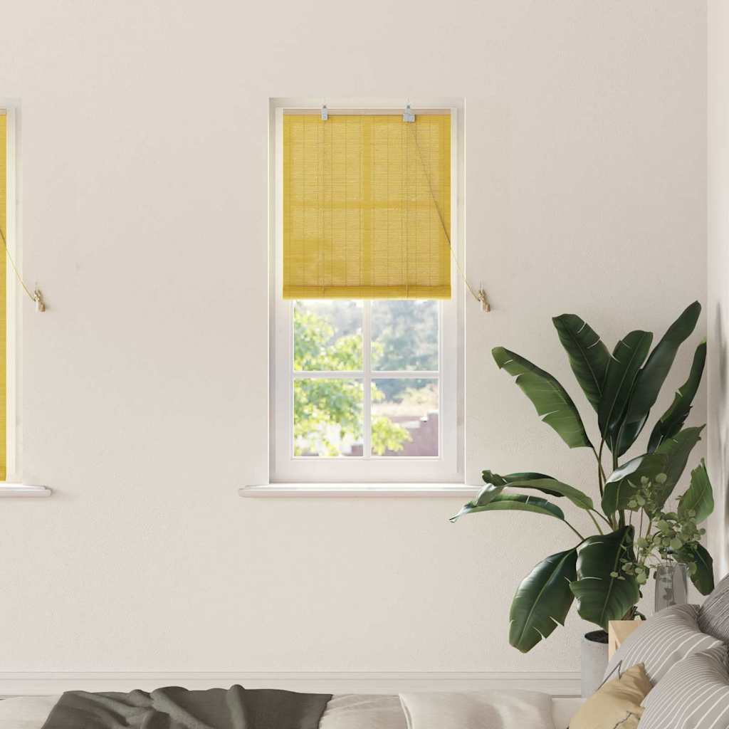 Vidaxl rolgordijn met gordijnen geel 60 x 160 cm bamboe
