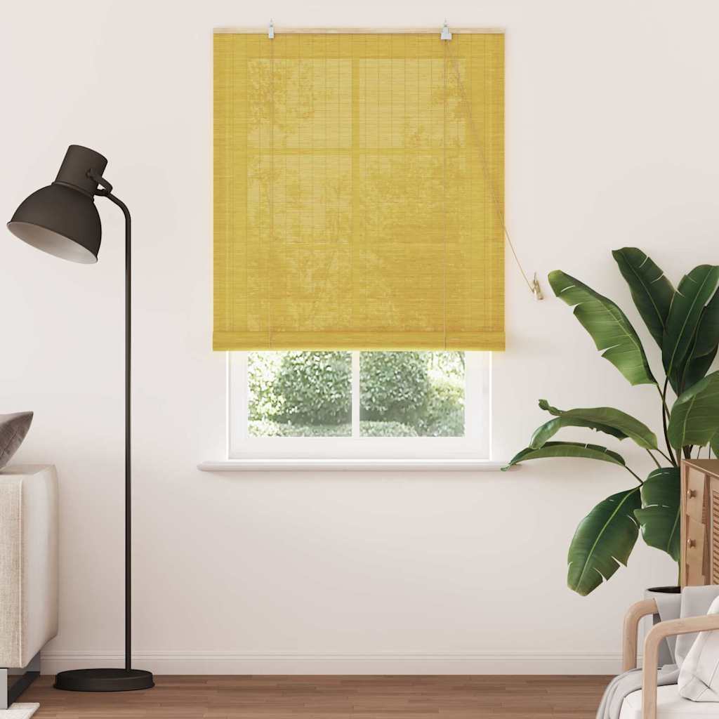 Vidaxl rolgordijn met gordijnen geel 100 x 220 cm bamboe