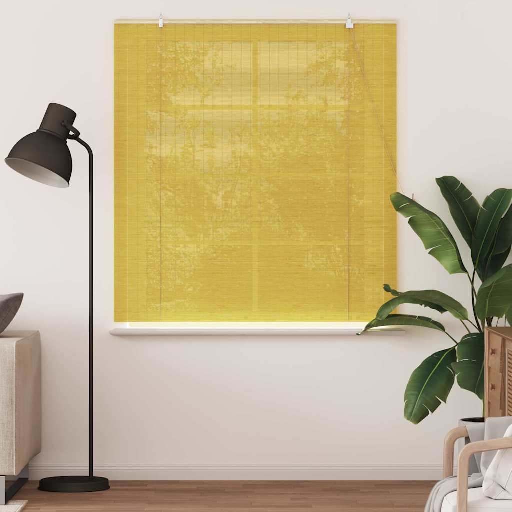 Vidaxl rolgordijn met gordijnen geel 150 x 160 cm bamboe