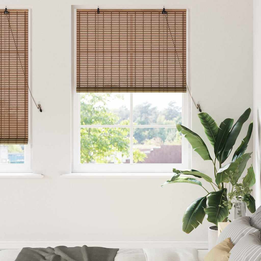 Vidaxl rolgordijn met gordijnen bruin 110 x 220 cm bamboe