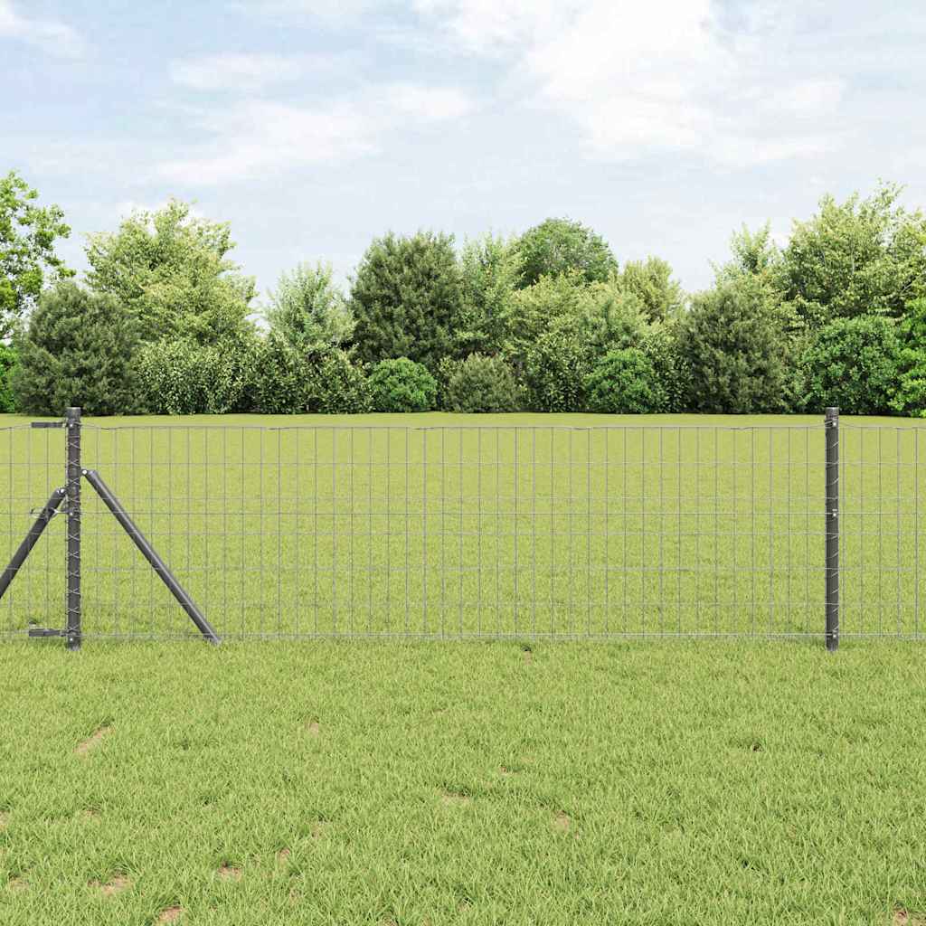 Vidaxl euro hek grijs 0,8 x 10 m pvc-gecoat ijzer