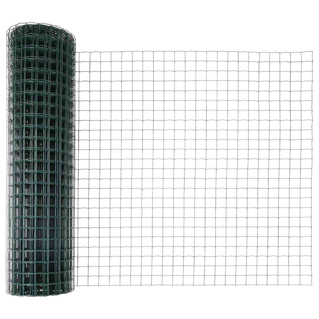 Vidaxl hek met paal groen 1 x 10 m staal en pvc