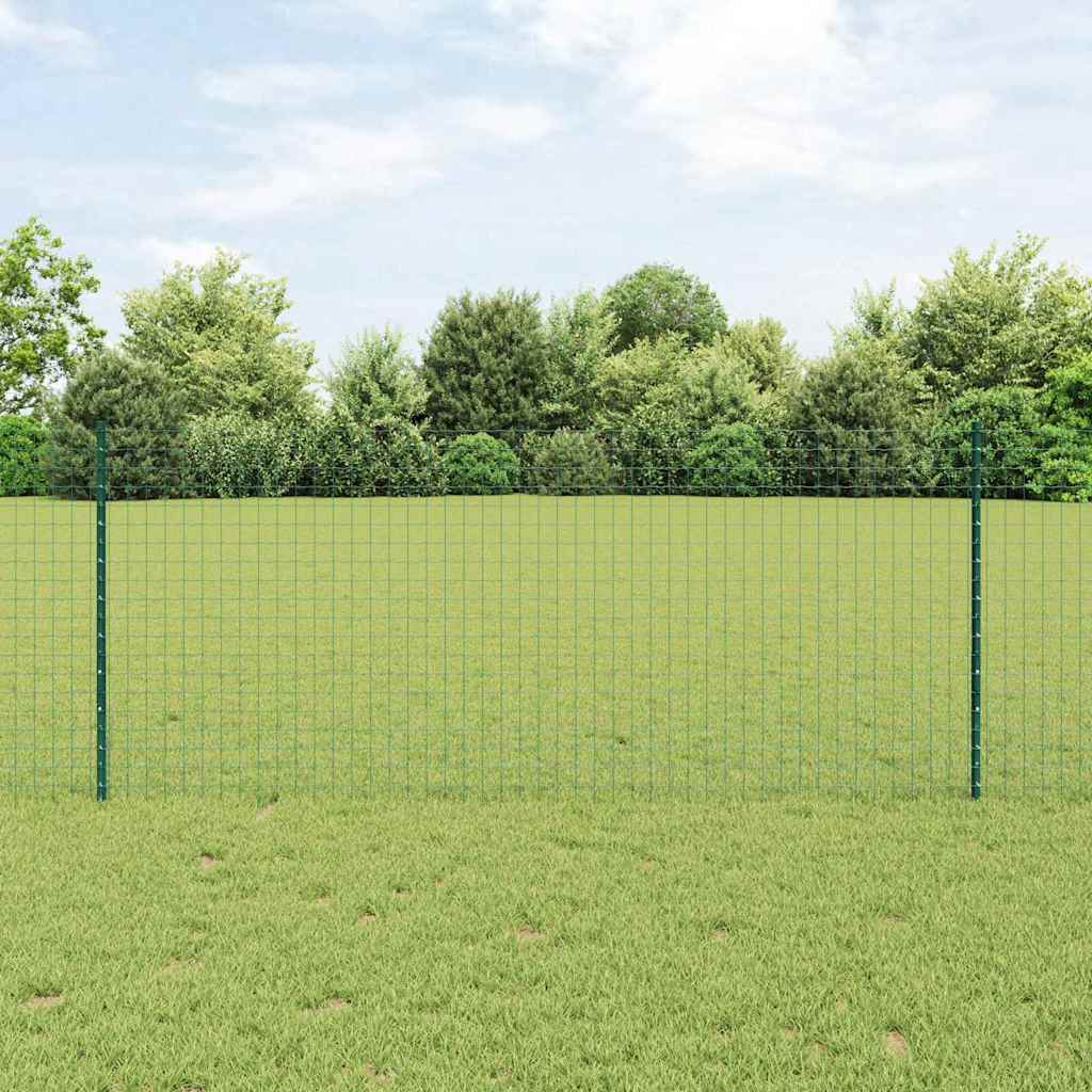 Vidaxl hek met paal groen 1 x 25 m staal en pvc