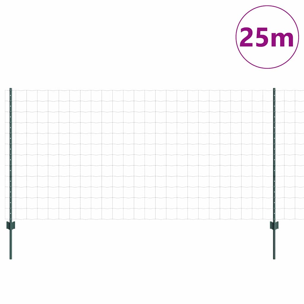 Vidaxl hek met paal groen 1,2 x 25 m staal