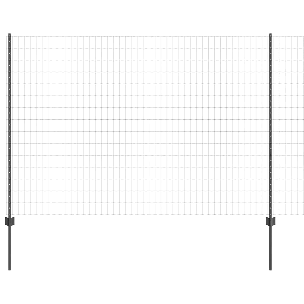 Vidaxl hek met paal grijs 1,5 x 10 m staal en pvc