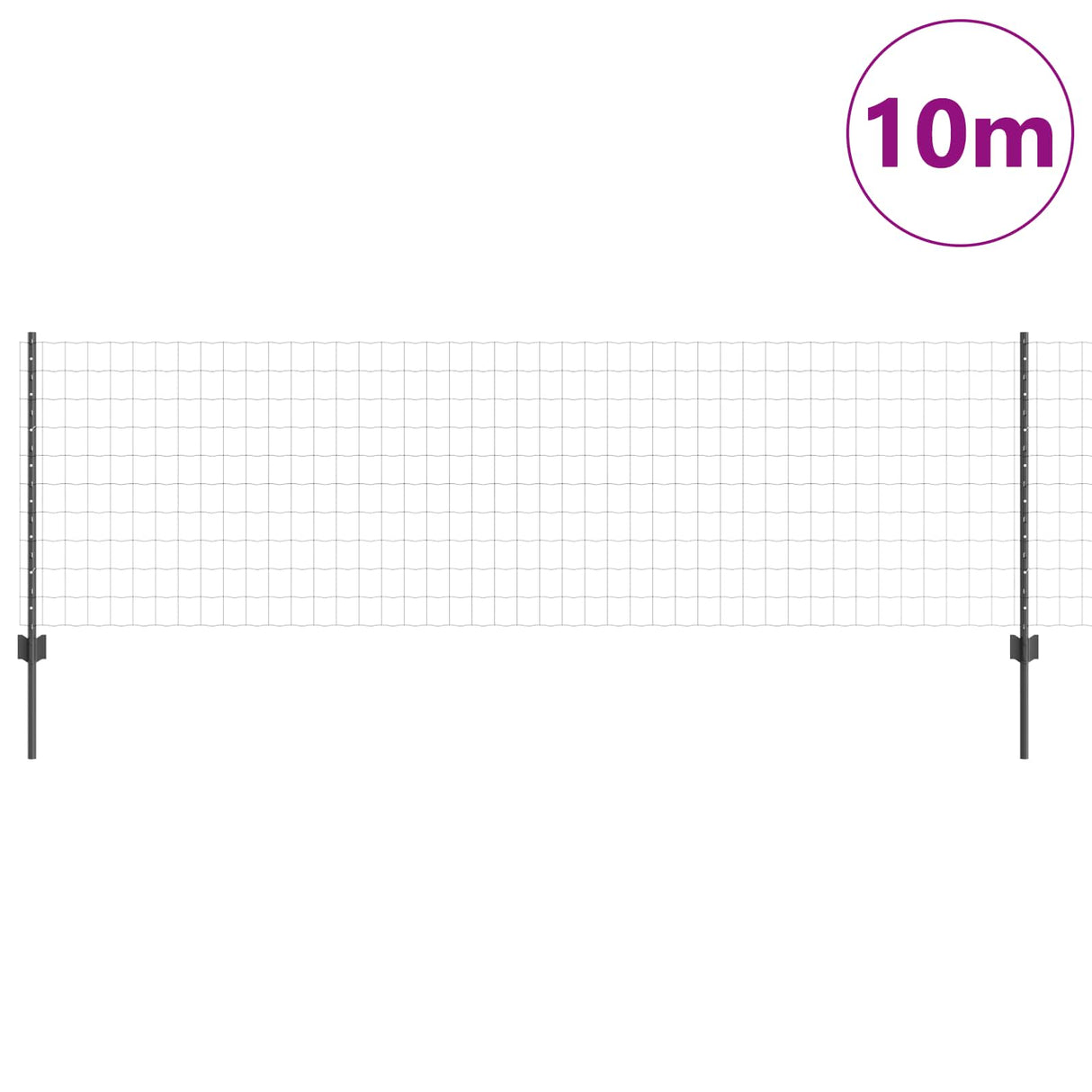 Vidaxl hek met paal grijs 0,8 x 10 m staal