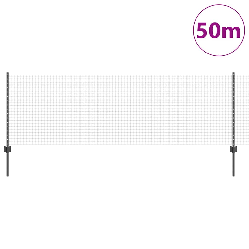 Vidaxl hek met paal grijs 0,8 x 50 m staal en pvc
