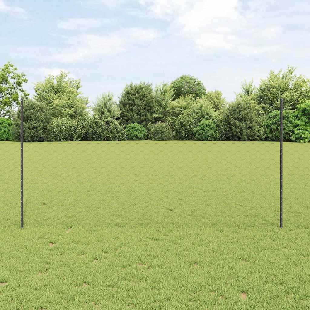 Vidaxl hek met paal grijs 1,2 x 25 m staal
