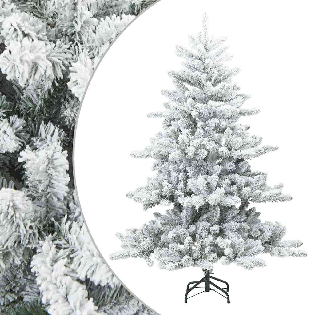 Vidaxl kunst kerstboom met geveerde takken, sneeuw bedekt wit 150 cm