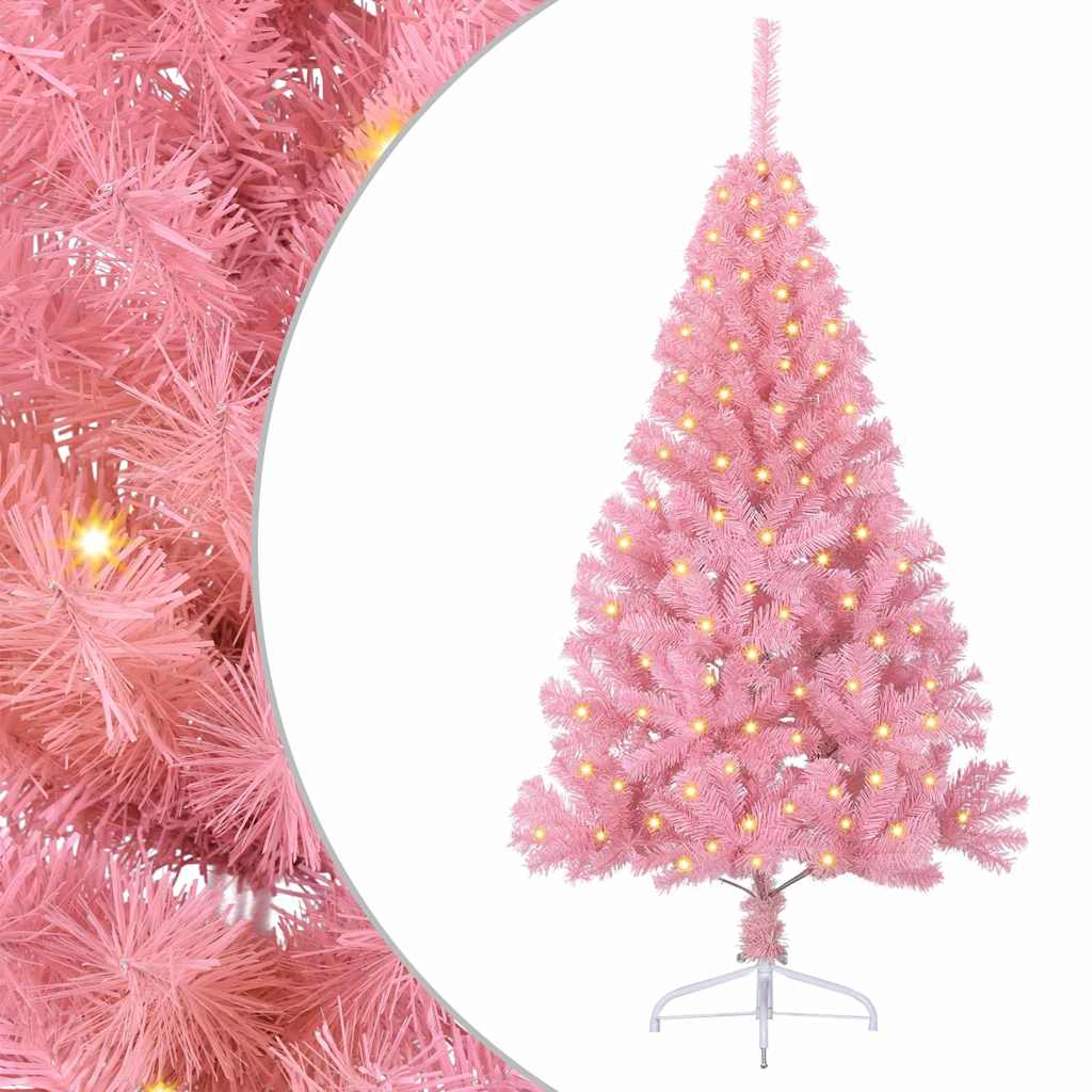 Vidaxl kunstmatig voorverlicht kerstboom met 150 led roze 120 cm pvc