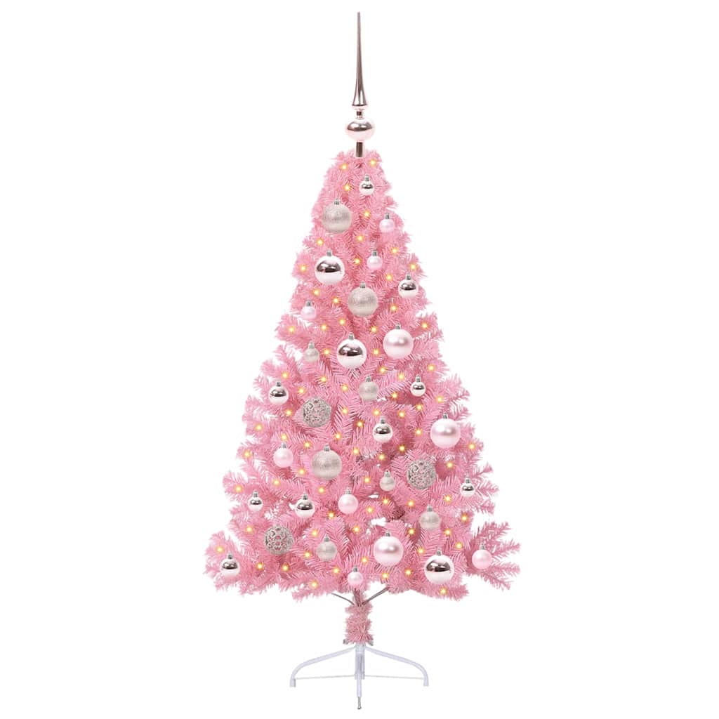 Vidaxl kunstmatig voorverlicht kerstboom met 150 led roze 120 cm pvc