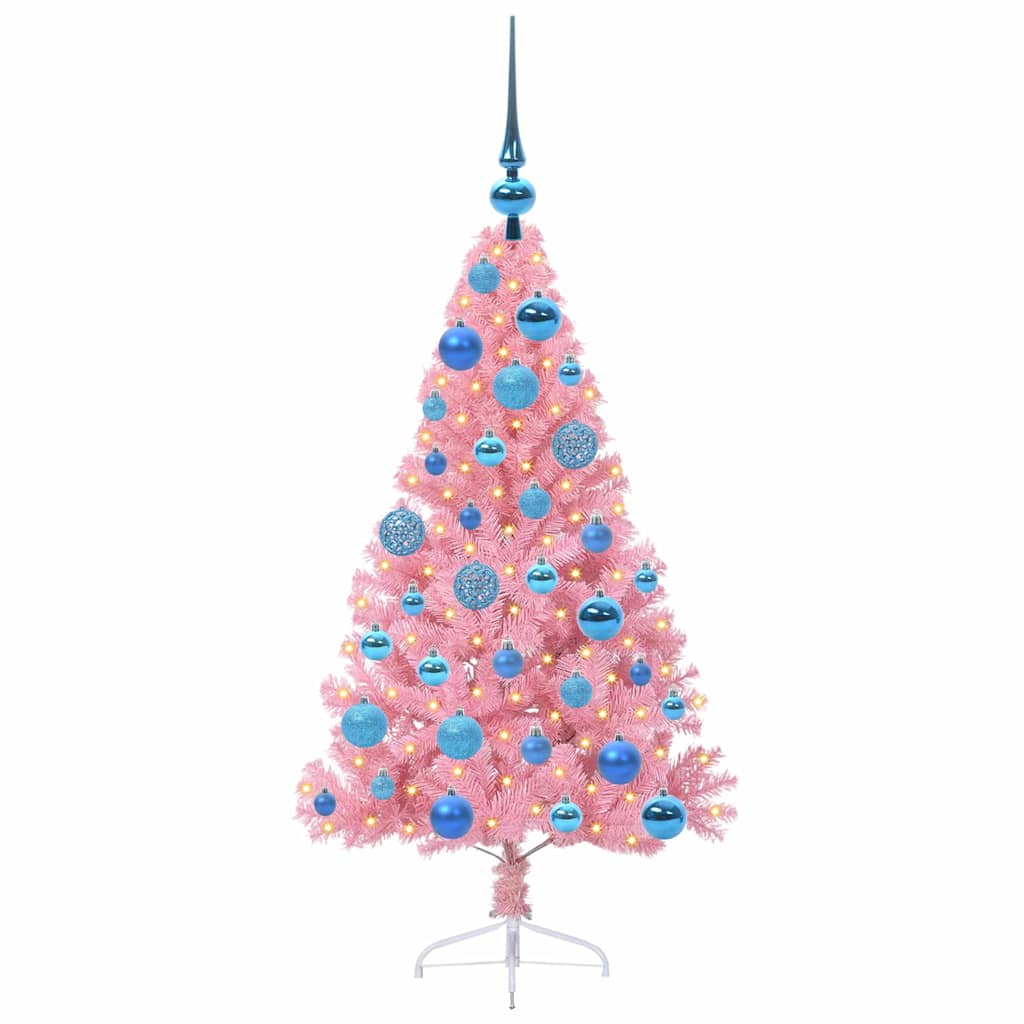 Vidaxl kunstmatig voorverlicht kerstboom met 150 led roze 120 cm pvc