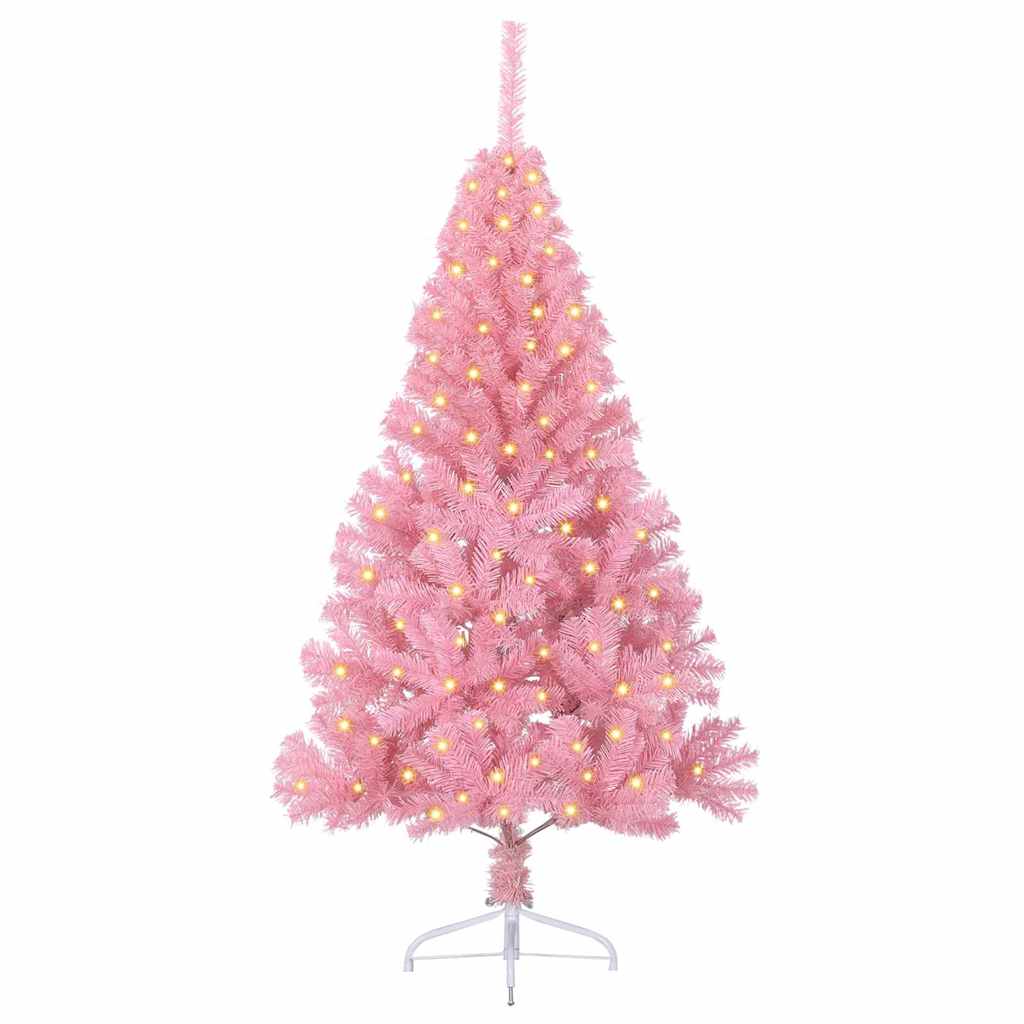 Vidaxl kunstmatig voorverlicht kerstboom met 150 led roze 150 cm pvc
