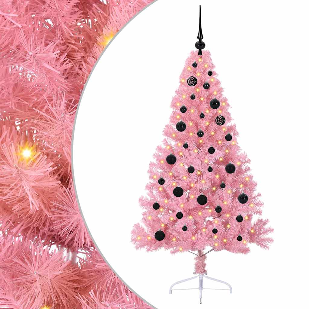 Vidaxl kunstmatig voorverlicht kerstboom met 150 led roze 150 cm pvc