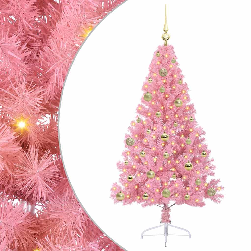 Vidaxl kunstmatig voorverlicht kerstboom met 150 led roze 150 cm pvc