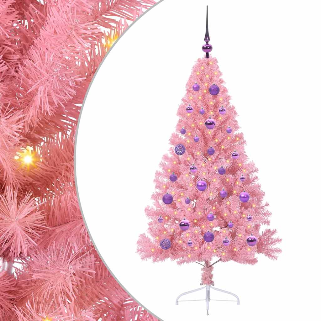 Vidaxl kunstmatig voorverlicht kerstboom met 150 led roze 150 cm pvc