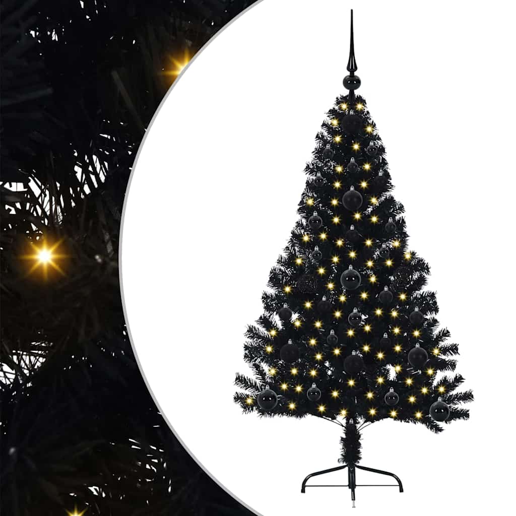 Vidaxl kunstmatig voorverlicht kerstboom met 150 led zwart 120 cm pvc