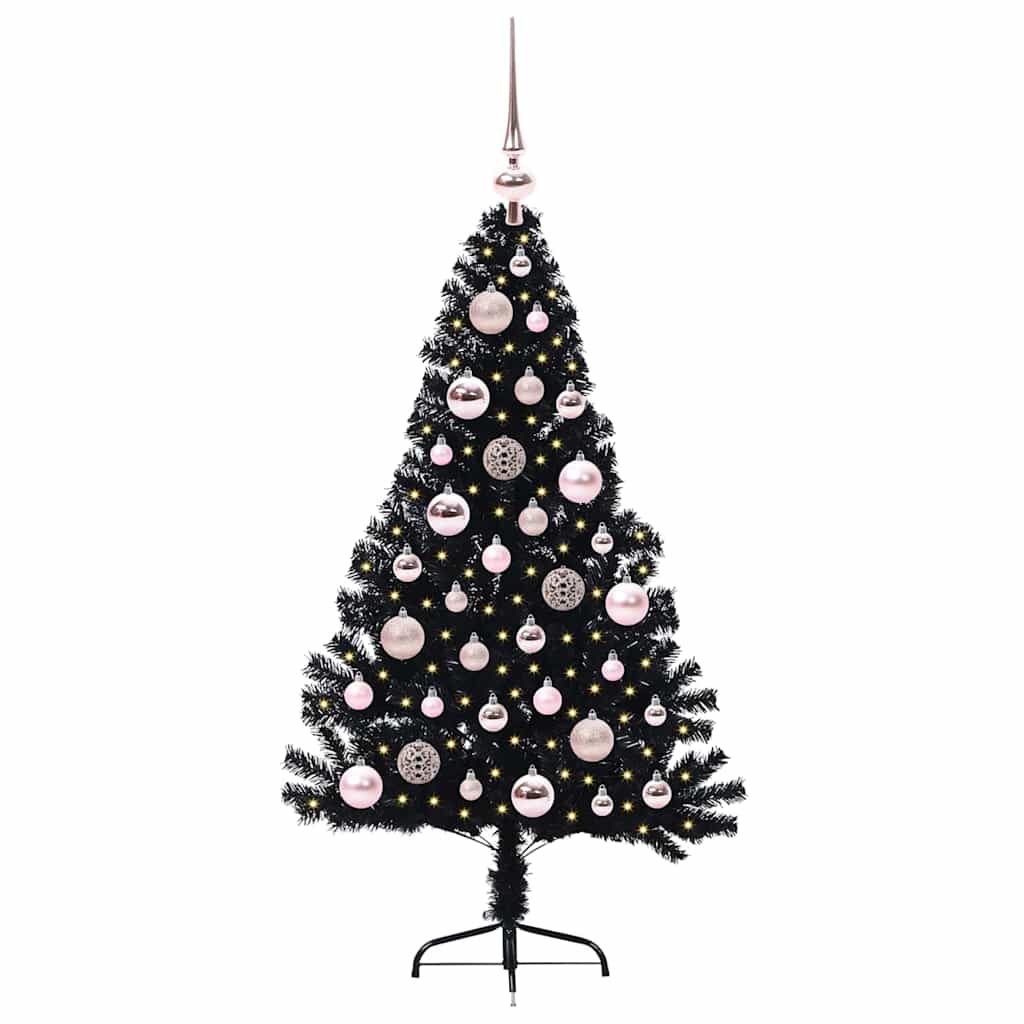 Vidaxl kunstmatig voorverlicht kerstboom met 150 led zwart 120 cm pvc