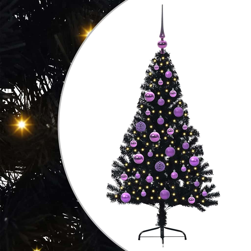 Vidaxl kunstmatig voorverlicht kerstboom met 150 led zwart 120 cm pvc