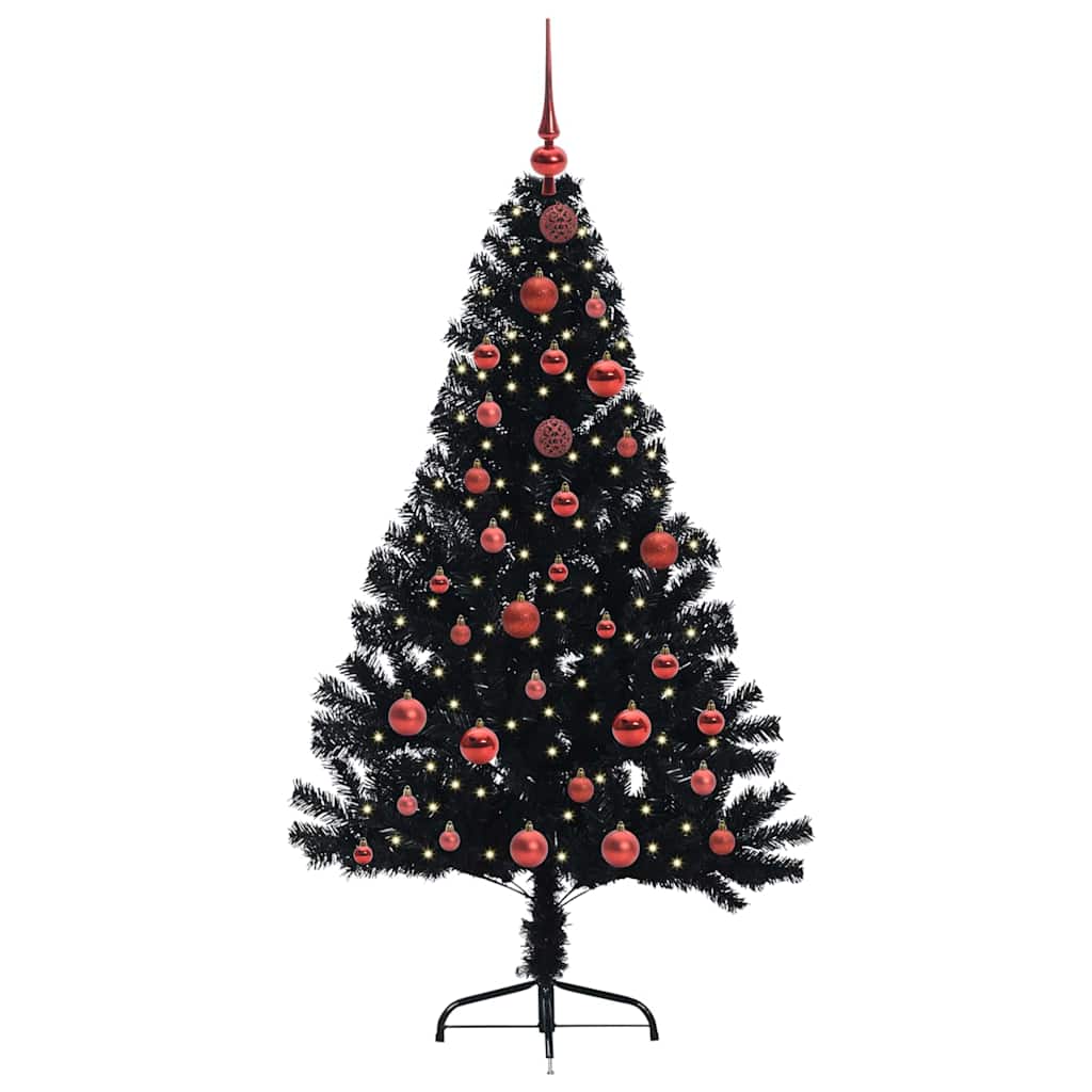 Vidaxl kunstmatig voorverlicht kerstboom met 150 led zwart 150 cm pvc