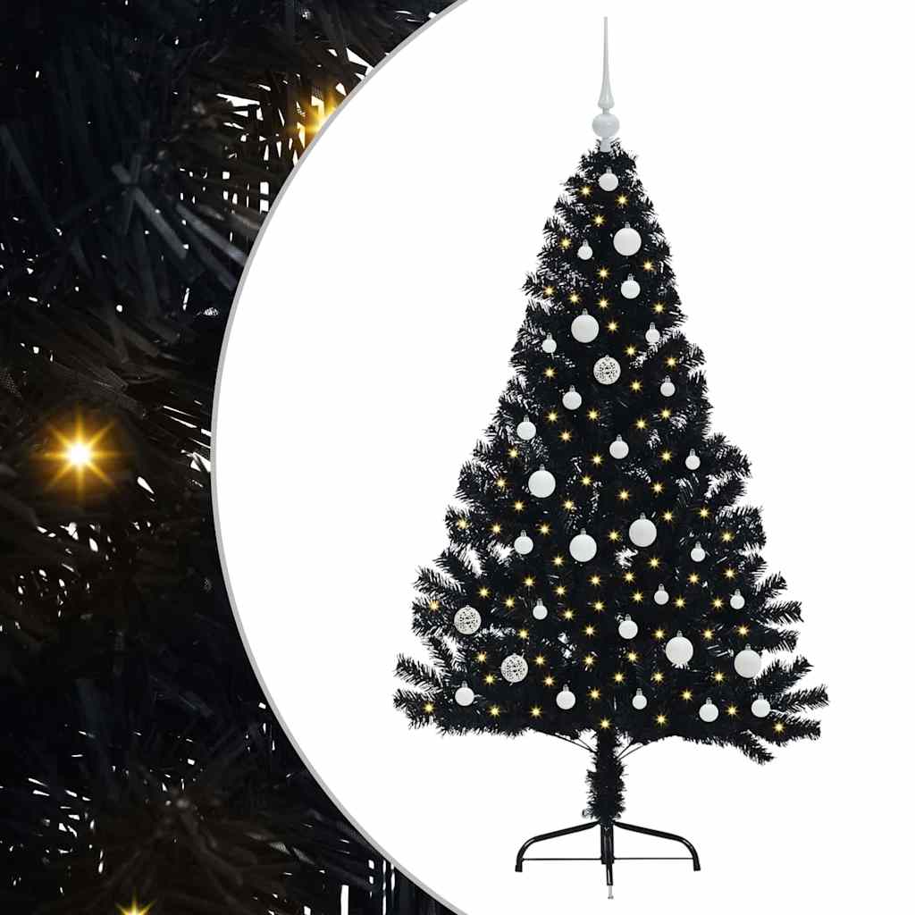 Vidaxl kunstmatig voorverlicht kerstboom met 150 led zwart 150 cm pvc