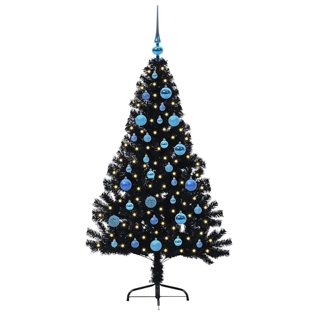 Vidaxl kunstmatig voorverlicht kerstboom met 150 led zwart 150 cm pvc