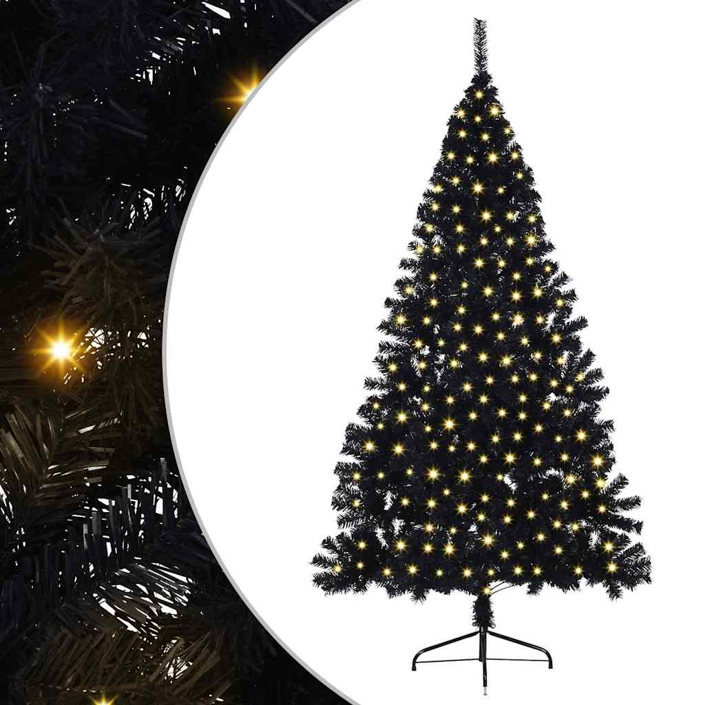Vidaxl kunstmatig voorverlicht kerstboom met 300 led zwart 180 cm pvc