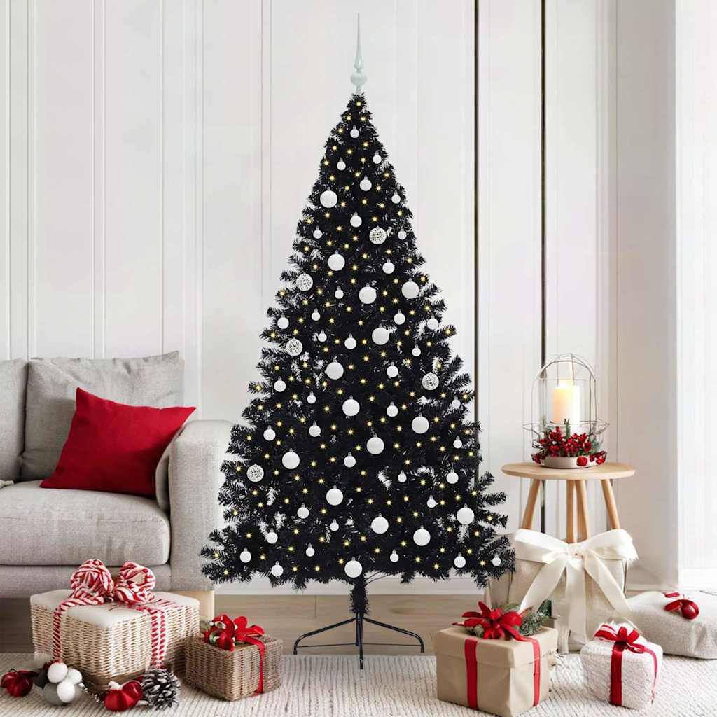Vidaxl kunstmatig voorverlicht kerstboom met 300 led zwart 180 cm pvc