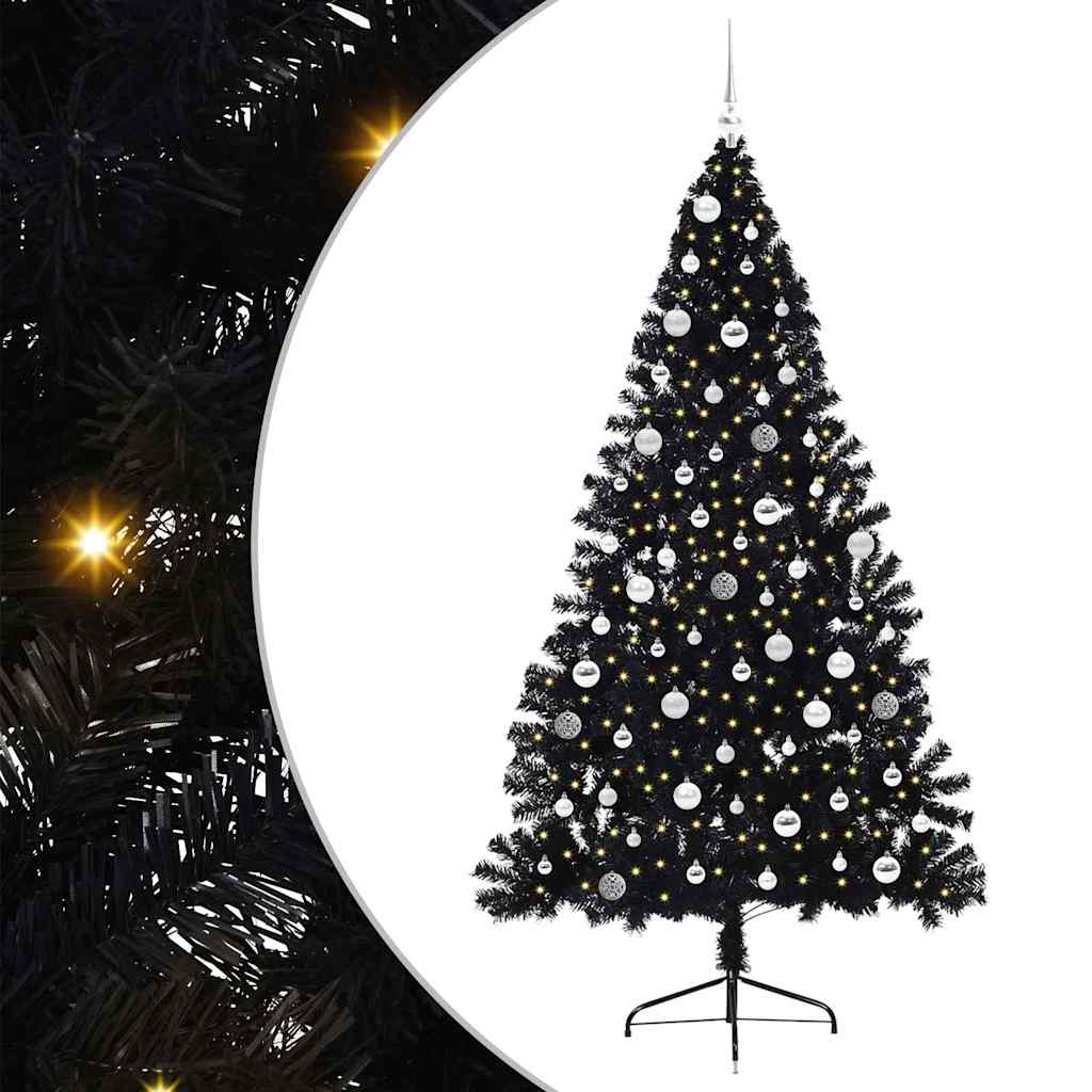 Vidaxl kunstmatig voorverlicht kerstboom met 300 led zwart 210 cm pvc