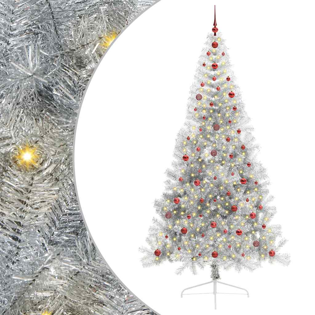Vidaxl kunstmatig voorverlicht kerstboom met 300 led zilver 240 cm pet