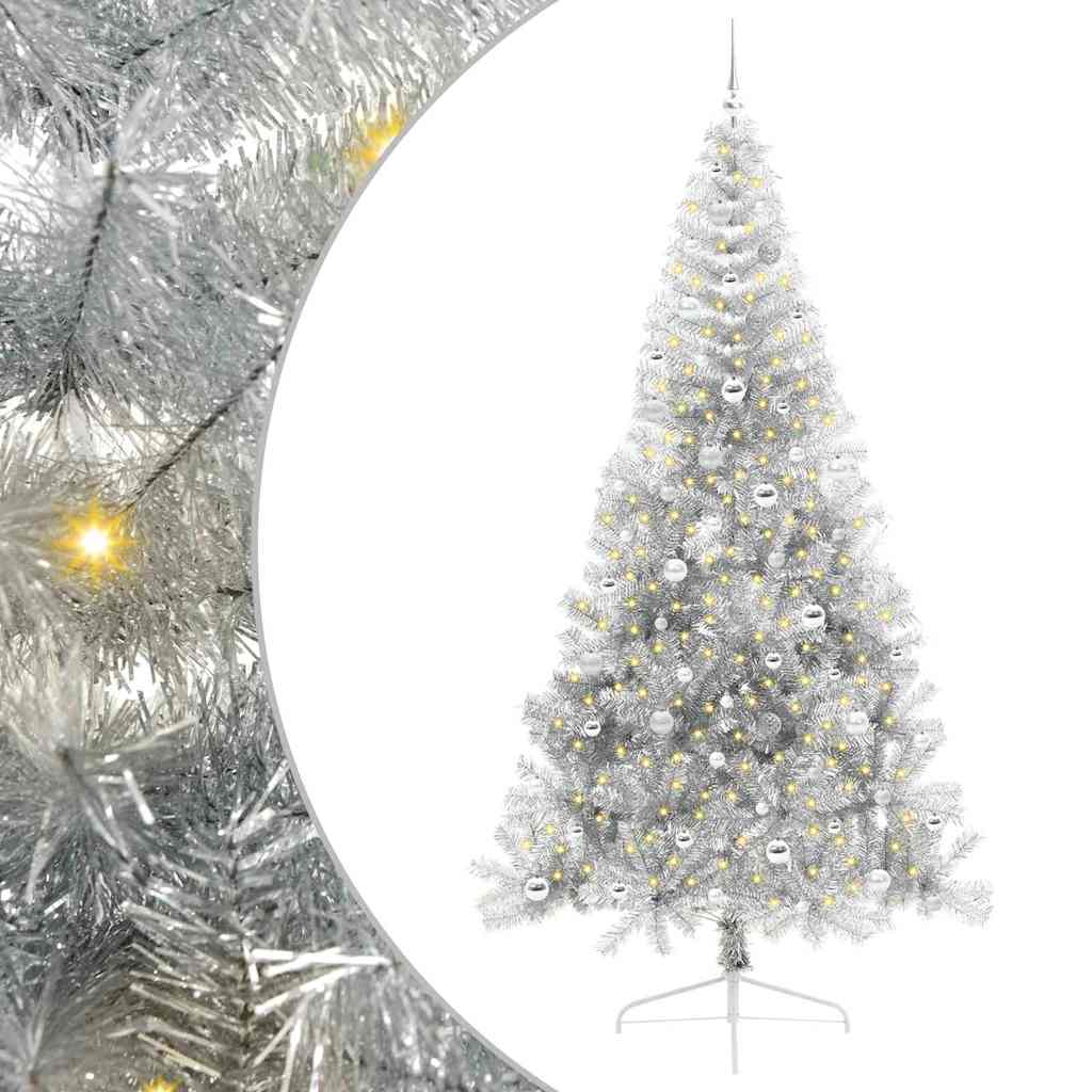 Vidaxl kunstmatig voorverlicht kerstboom met 300 led zilver 240 cm pet
