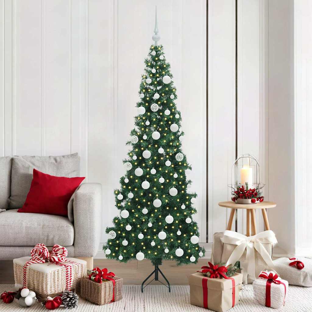 Vidaxl hoek kunstkerstboom met 300 led groen 180 cm pvc en metaal