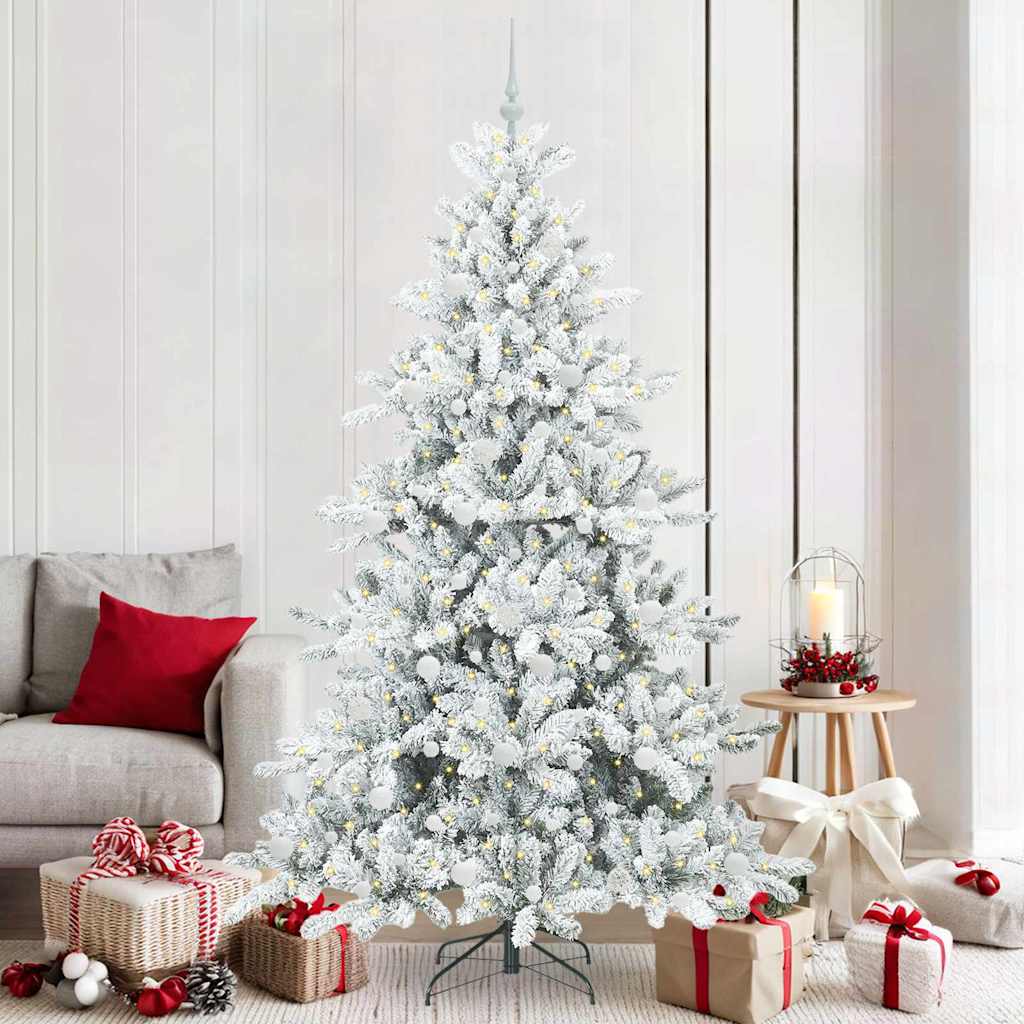 Vidaxl kunstmatige inklapbare kerstboom wit 210 cm pvc en staal