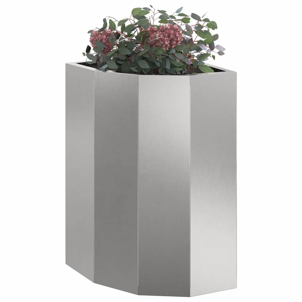 Vidaxl hoek plantbak zilver 30 x 30 x 50 cm roestvrij staal