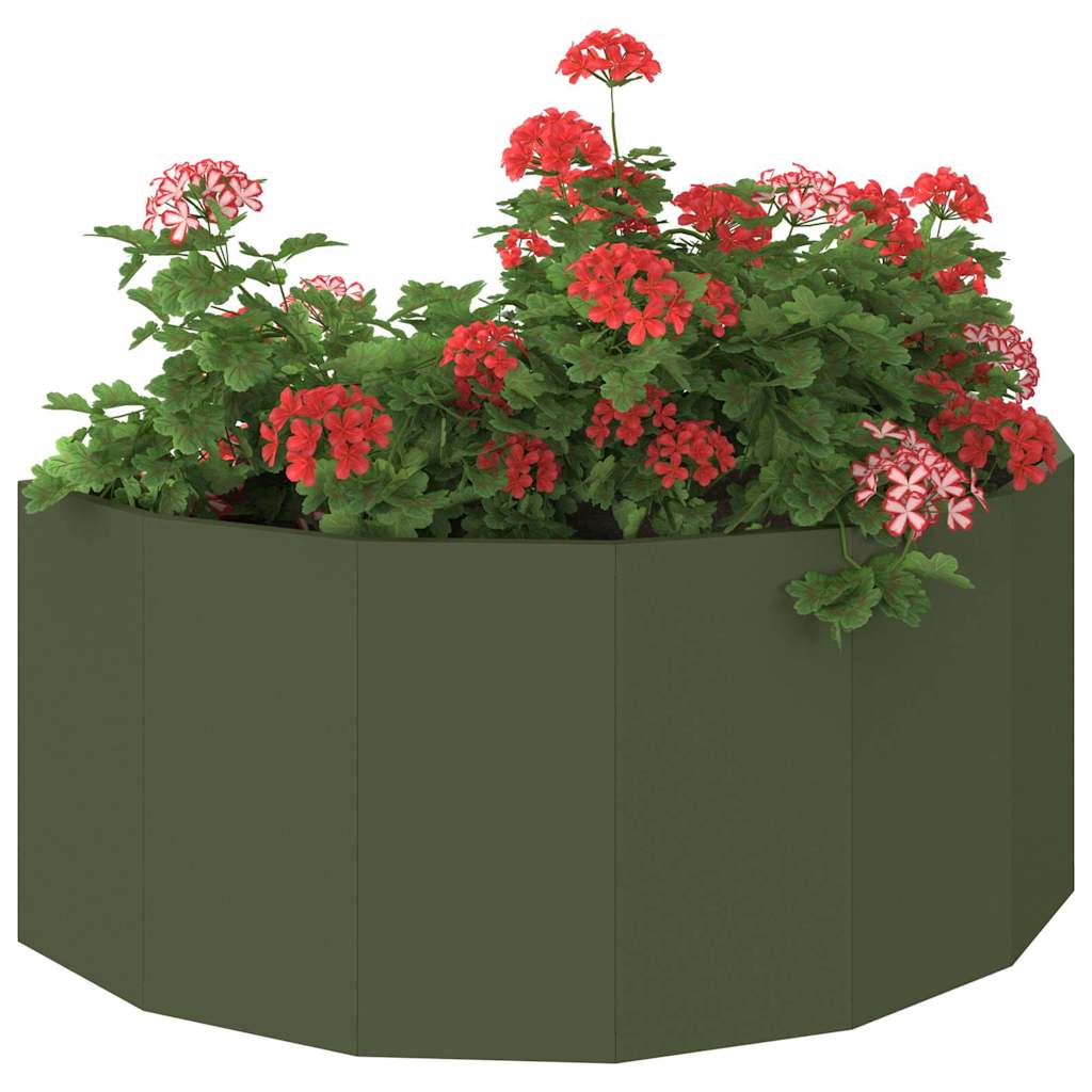 Vidaxl plantenbak olijf groen 90 x 45 x 35 cm staal