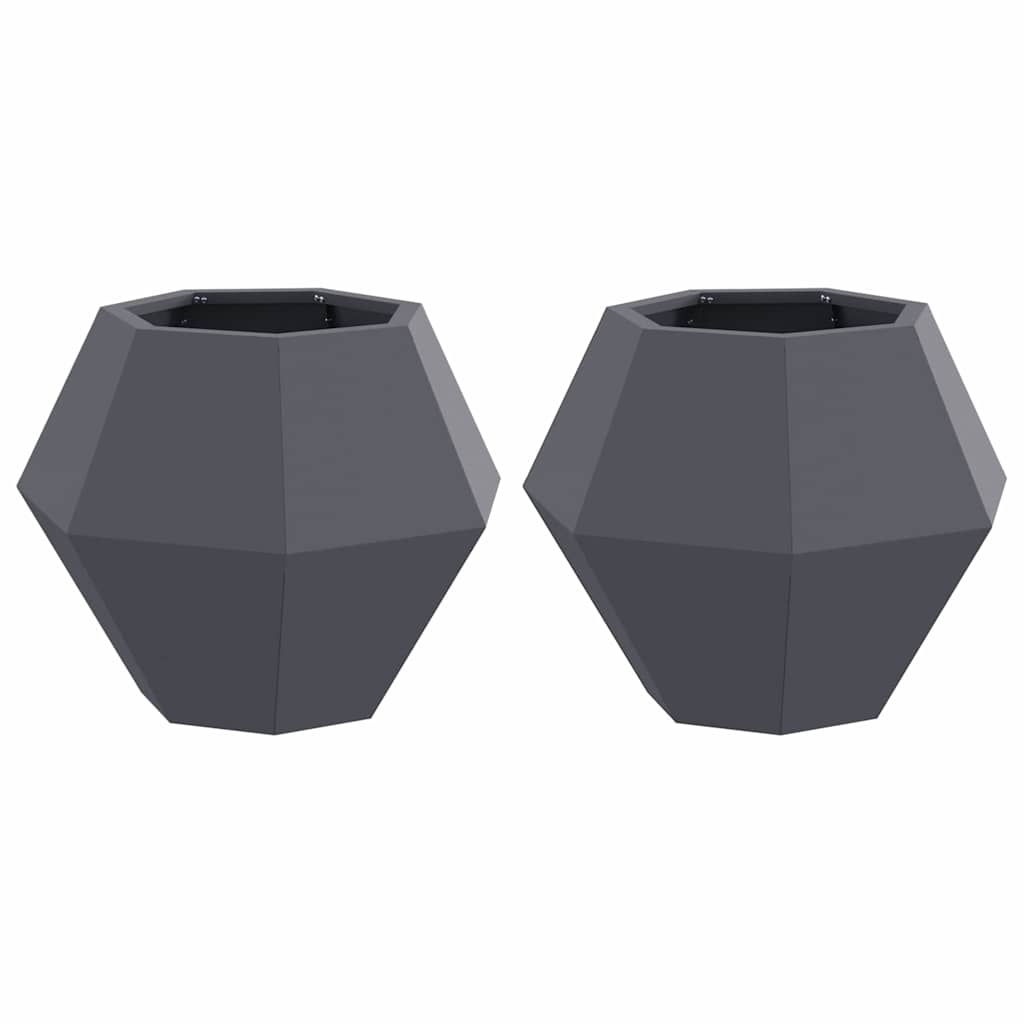 Vidaxl plantenbak 2 pcs antraciet 50 x 50 x 40 cm staal