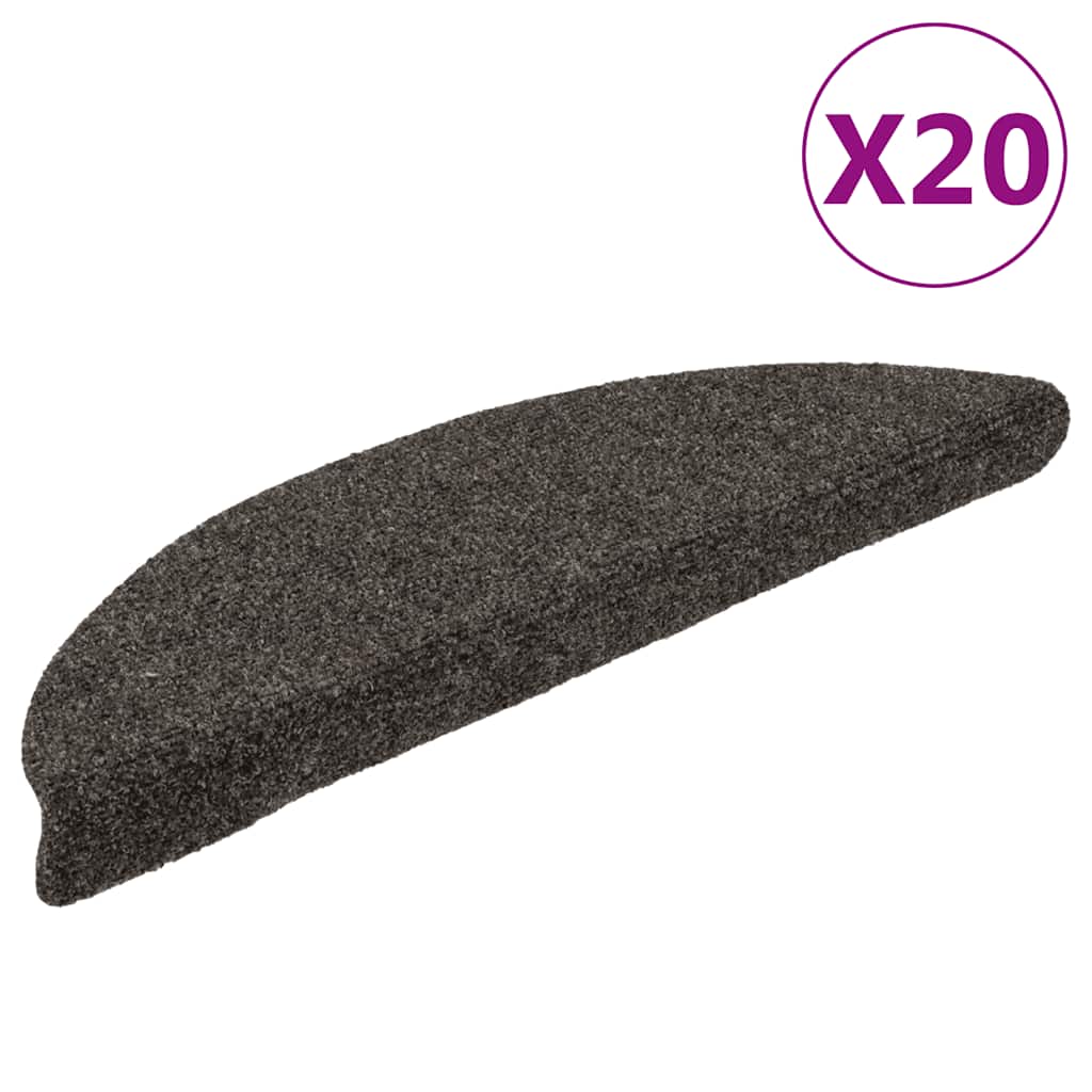 Vidaxl trapmatten zelfklevend 20 stuks 56x17x3 cm antraciet halfrond