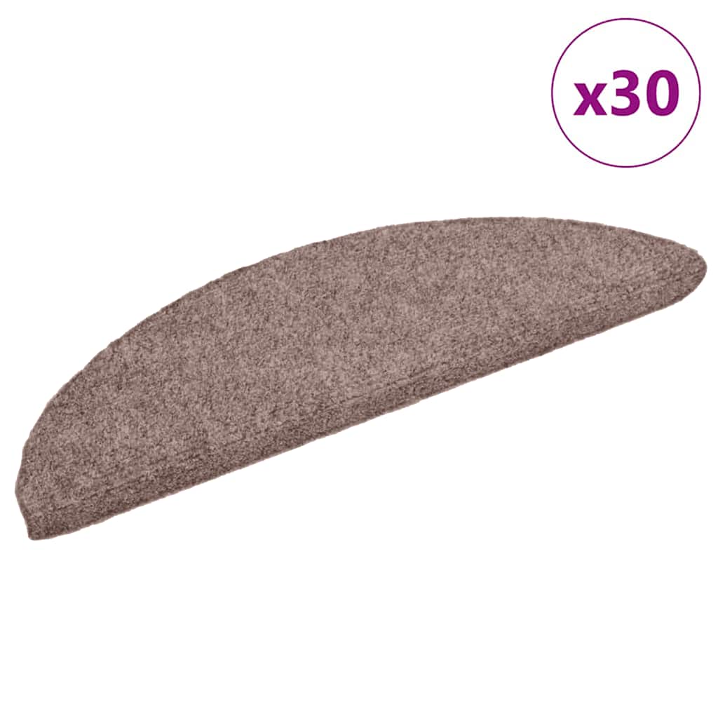 Vidaxl trapmatten zelfklevend 30 stuks 56x17x3 cm lichtbruin halfrond